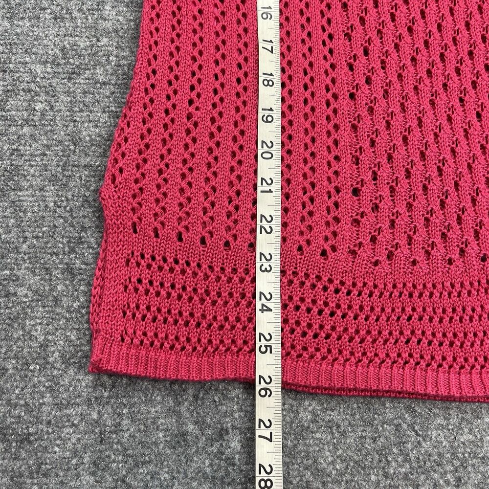 Chicos Sweater Sz 2 Womens Size Large Open Weave 3/4 Sleeve Top Beach Cover Pink - Picture 7 of 9